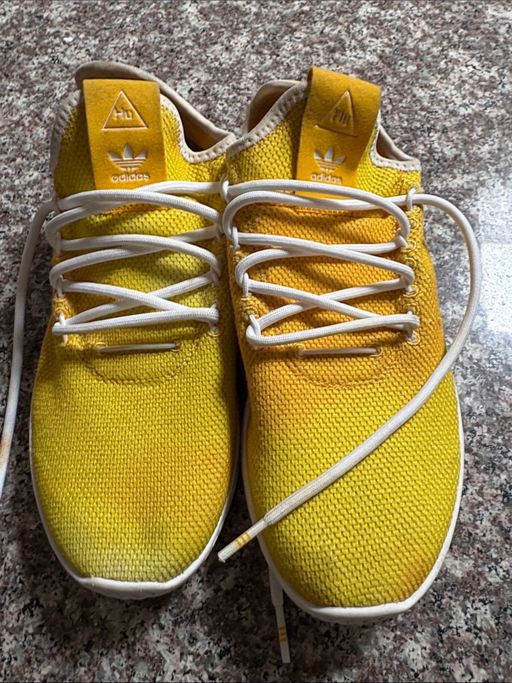 adidas women’s Yellow Knit Lace-Up Sneakers